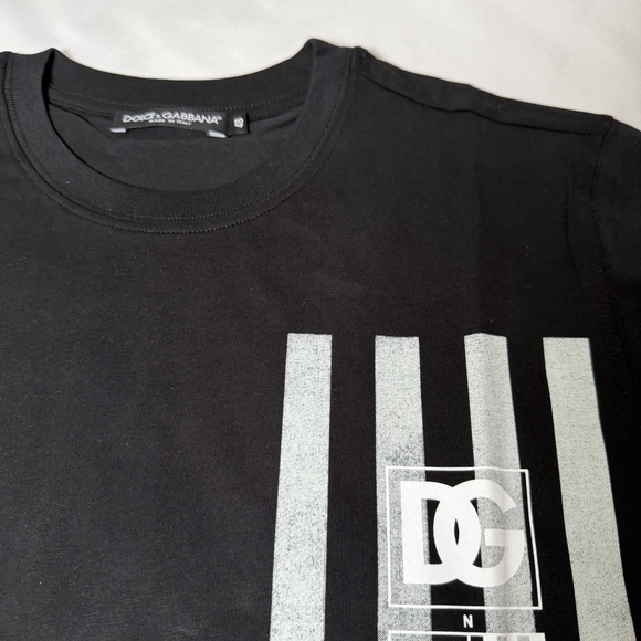 Dolce & Gabbana Black Tee with White Stripes - Picture 2 of 4